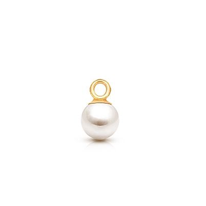 Pearl - White, AAA Grade Perfect Round Baby/Children&#039;s Individual Charm (Add to Your Existing Bracelet or Necklace) - 14K Gold