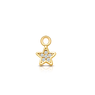 Star - Pavé CZ Baby/Children&#039;s Individual Charm (Add to Your Existing Bracelet or Necklace) - 14K Gold