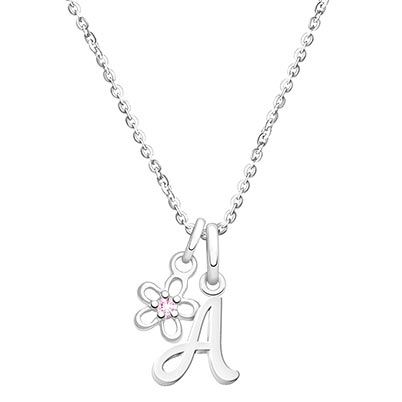 Cursive Initial &quot;Design Your Own&quot; Personalized Teen&#039;s Necklace for Girls (Optional Birthstone Charm) - Sterling Silver