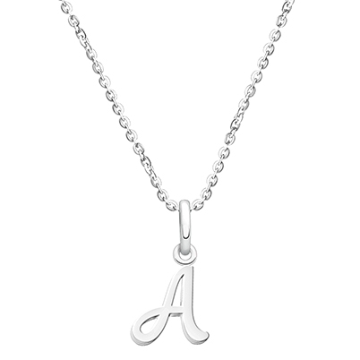 Cursive Initial, Personalized Children&#039;s Necklace for Girls - Sterling Silver