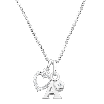 Serif Initial &quot;Design Your Own&quot; Personalized Children&#039;s Necklace for Girls (50+ Optional Charms) - Sterling Silver