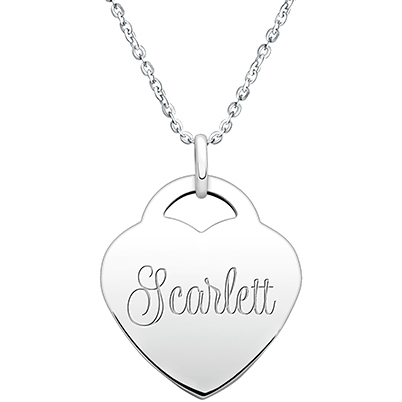 Large Heart Pendant for Children (Includes Chain &amp; FREE 1-Side Engraving) - Sterling Silver