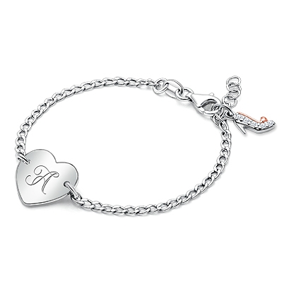 Loving Heart, Baby/Children&#039;s Engraved ID Bracelet for Girls - Sterling Silver