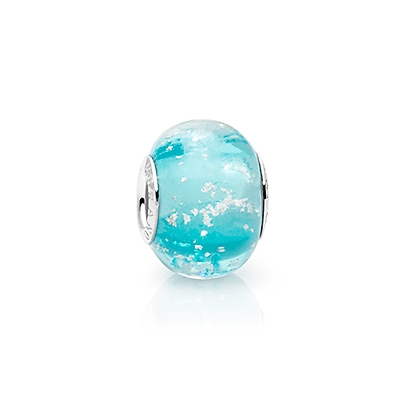 March Birthstone, Sterling Silver and Aquamarine Blue Murano Glass (Hand Made in Italy) - Children&#039;s Adoré™ Charm