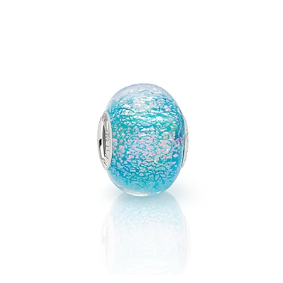 Mermaid Princess, Sterling Silver and Aqua Blue &amp; Pink Shimmer Murano Glass (Hand Made in Italy) - Children&#039;s Adoré™ Charm