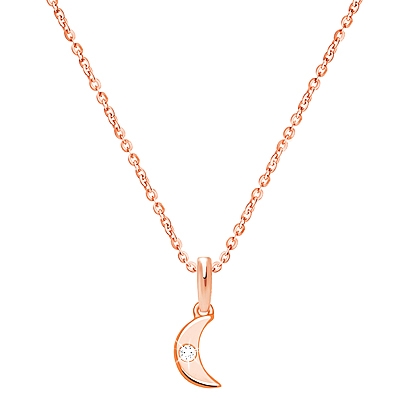 Over the Moon, Teeny Tiny, Teen&#039;s Necklace for Girls with Genuine Diamond - 14K Rose Gold