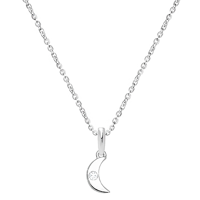 Over the Moon, Teeny Tiny, Children&#039;s Necklace for Boys with Genuine Diamond - 14K White Gold
