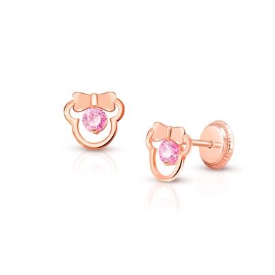 Disney Cubic Zirconia Minnie Mouse Double Circle Drop Earrings in Sterling  Silver & 18k Rose Gold-Plate | Hawthorn Mall