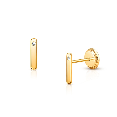 14K Gold Bar Earrings for Kids