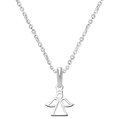 Angel of Heaven, Children&#039;s Necklace for Boys (Includes Chain) - 14K White Gold