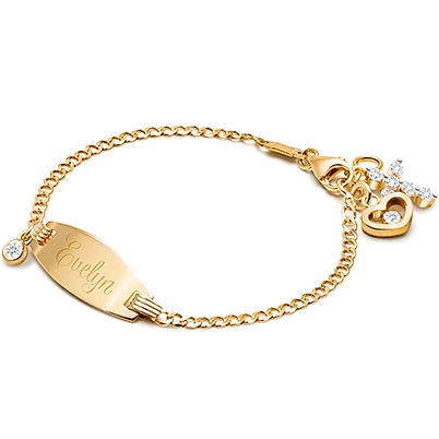 14K Gold-Plated Baby & Kids Cross Baptism Bracelet – Carriage Boutique