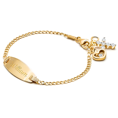 Classic Baby/Children&#039;s Engraved ID Bracelet for Boys - 14K Gold