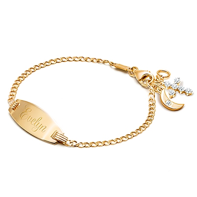 Classic Baby/Children&#039;s Engraved ID Bracelet for Girls - 14K Gold