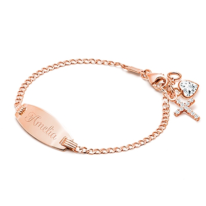 Classic Baby/Children's Engraved ID Bracelet for Girls - 14K Rose Gold