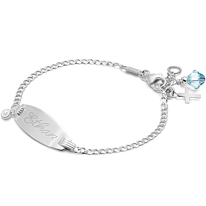 Classic Baby/Children&#039;s Engraved ID Bracelet for Boys - 14K White Gold