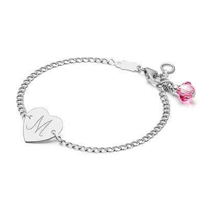 Heart of Gold, Baby/Children&#039;s Engraved ID Bracelet - 14K White Gold