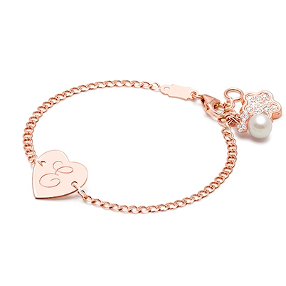 Heart of Gold, Baby/Children&#039;s Engraved ID Bracelet - 14K Rose Gold