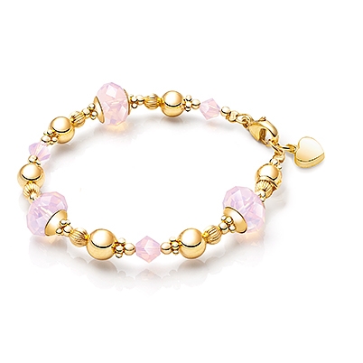 14k gold pink opal bracelet for kids