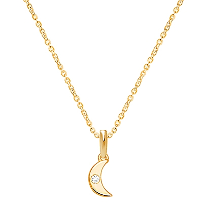Over the Moon, Teeny Tiny Boy&#039;s Necklace with Genuine Diamond (Includes Chain) - 14K Gold