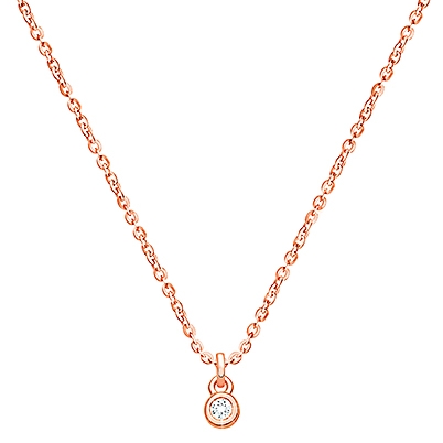 My 1st Diamond, Teen&#039;s Necklace with Genuine Diamond (Includes Chain) - 14K Rose Gold