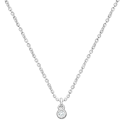 My 1st Diamond, Children&#039;s Necklace with Genuine Diamond (Includes Chain) - 14K White Gold