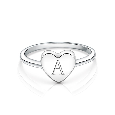 Heart Signet, Engraved Children&#039;s Ring for Girls (FREE Personalization) - Sterling Silver