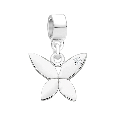 On a Wing and a Whim, Sterling Silver Clear CZ Butterfly - Children&#039;s Adoré™ Dangle Charm