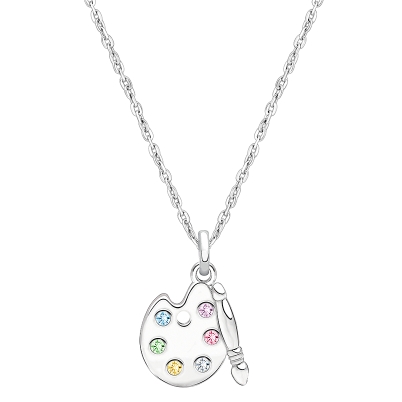Little Artist, Children&#039;s Painter&#039;s Palette Necklace for Girls - Sterling Silver