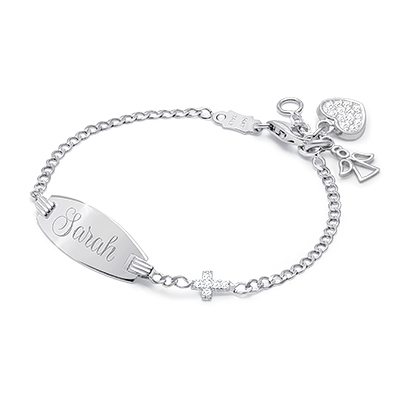 Follow Your Heart, Baby/Children's Engraved ID Bracelet for Girls - 14K Gold