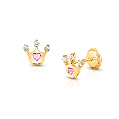 Tiny Blessings Girls' 14K Gold Modern Heart Studs Screw Back Earrings - Baby,  Little Kid, Big Kid