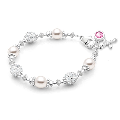 Princess Pearl, Baby/Children&#039;s Beaded Bracelet for Girls - Sterling Silver