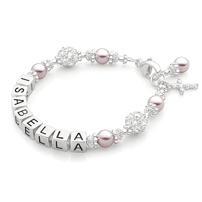 Princess Pearl, Baby/Children&#039;s Name Bracelet for Girls - Sterling Silver