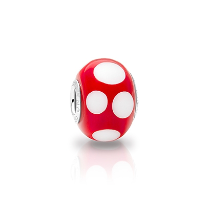 Power Up! Polka Dot, Sterling Silver and Red &amp; White Murano Glass (Hand Made in Italy) - Children&#039;s Adoré™ Charm