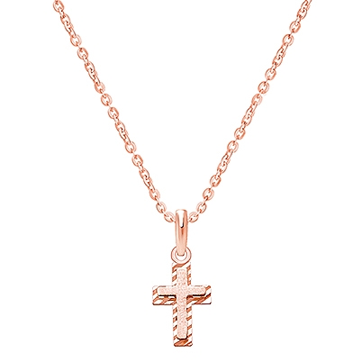 Beautifully Beveled Cross, Children&#039;s Necklace for Boys - 14K Rose Gold
