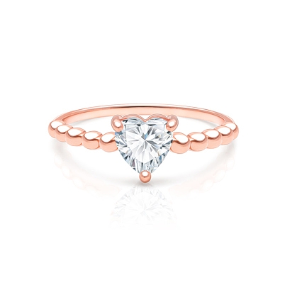 Rosabella™ Love, Clear CZ Heart Children&#039;s Ring for Girls - Sterling Silver