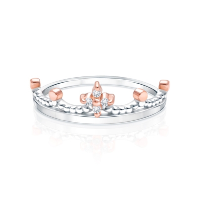 Rosabella™ Tiara, Clear CZ Children&#039;s Two-Tone Ring for Girls - Sterling Silver