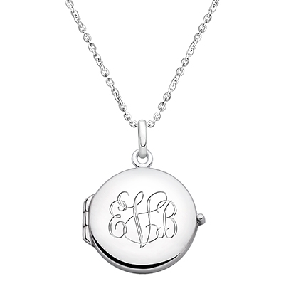 Round Locket, Engraved Teen&#039;s Necklace for Girls (FREE Personalization) - Sterling Silver