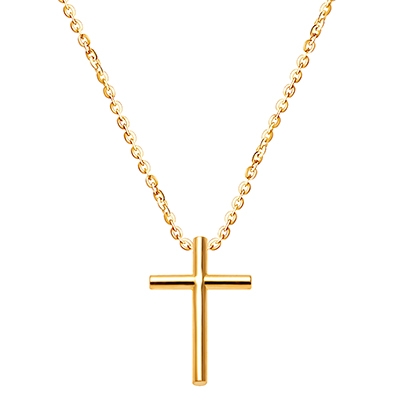 Rounded Cross, Mother&#039;s Necklace (Includes Chain) - 14K Gold