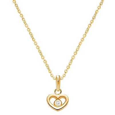 Sacred Heart with Genuine Diamond Mother&#039;s Necklace (Includes Chain) - 14K Gold