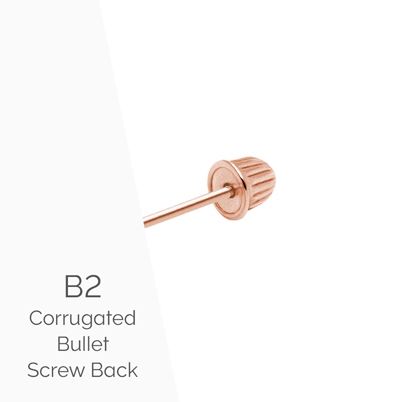 Earring Back (B2) Corrugated Bullet Screw Back - 14K Rose Gold