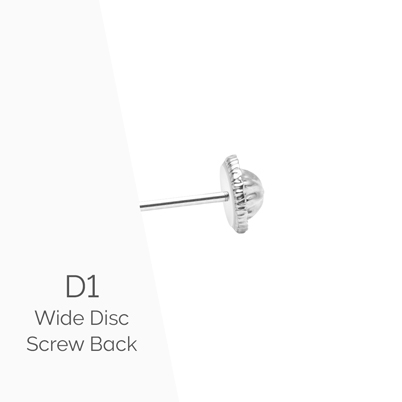 Earring Back (D1) Wide Disc Screw Back - 14K White Gold