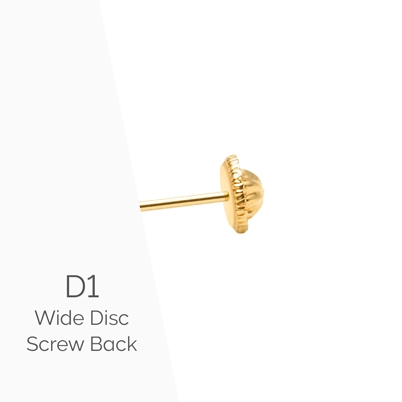 Earring Back (D1) Wide Disc Screw Back - 14K Gold