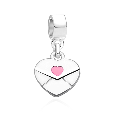 Sending My Love, Sterling Silver Heart Letter, Double Sided with Enamel - Children&#039;s Adoré™ Dangle Charm