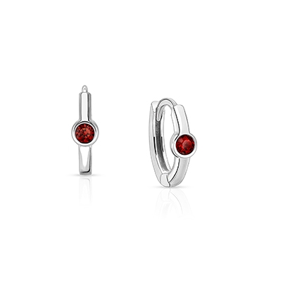 January Birthstone 9mm Huggie Hoops, Swarovski® Crystal Baby/Children&#039;s Earrings - Sterling Silver
