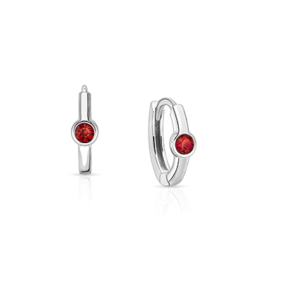 July Birthstone 9mm Huggie Hoops, Swarovski® Crystal Baby/Children&#039;s Earrings - Sterling Silver