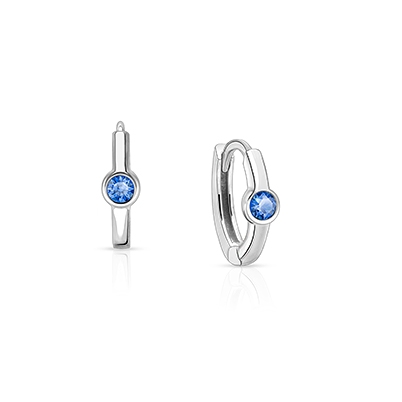 September Birthstone 9mm Huggie Hoops, Swarovski® Crystal Baby/Children&#039;s Earrings - Sterling Silver
