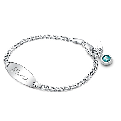 Classic Baby/Children&#039;s Engraved ID Bracelet - Sterling Silver