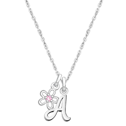 Cursive Initial &quot;Design Your Own&quot; Personalized Teen&#039;s Necklace for Girls (Optional Birthstone Charm) - Sterling Silver