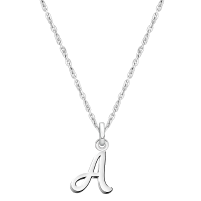 Cursive Initial, Personalized Teen&#039;s Necklace for Girls (Optional Birthstone Charm) - Sterling Silver