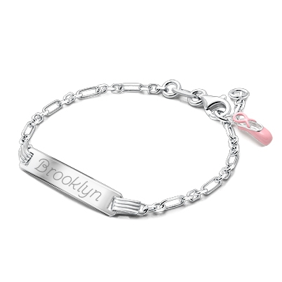 Modern Bar, Baby/Children&#039;s Engraved ID Bracelet for Girl&#039;s - Sterling Silver